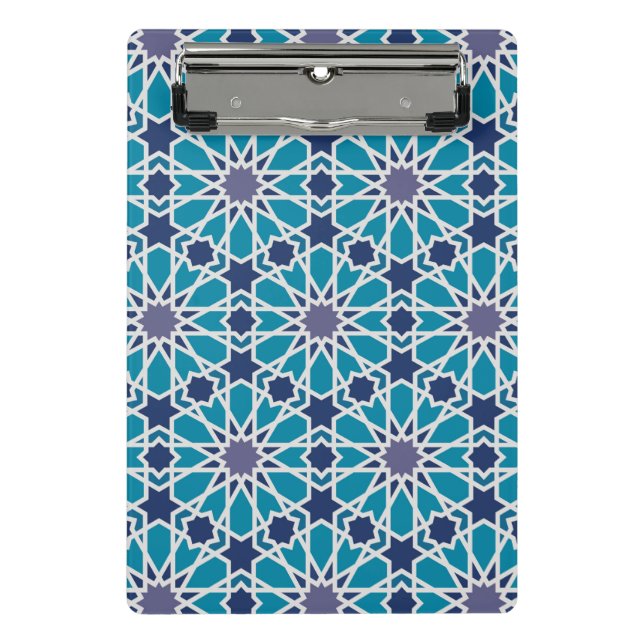 Mini Porte-bloc Motif abstrait dans bleu et gris (Devant)