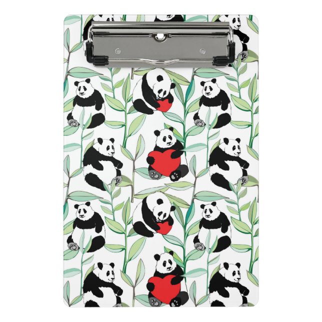 Mini Porte-bloc motif avec de beaux pandas avec des coeurs (Devant)