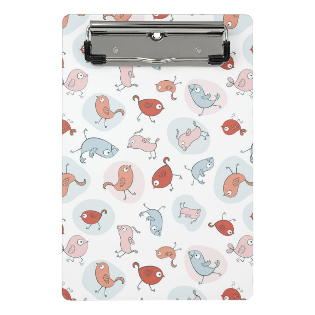 Mini Porte-bloc motif avec des oiseaux de bande dessinée (Devant)