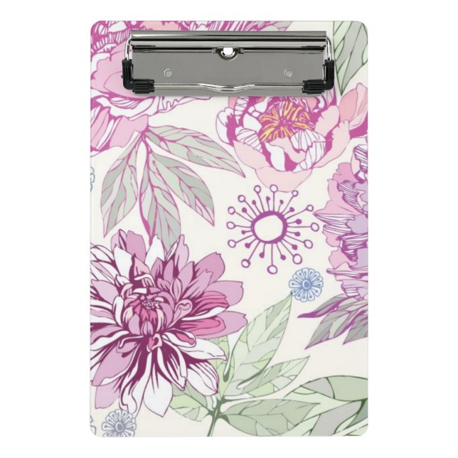 Mini Porte-bloc Motif avec les fleurs roses (Devant)