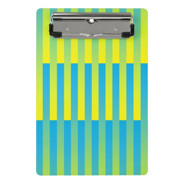 Mini Porte-bloc Motif bleu jaune vert rayé (Devant)