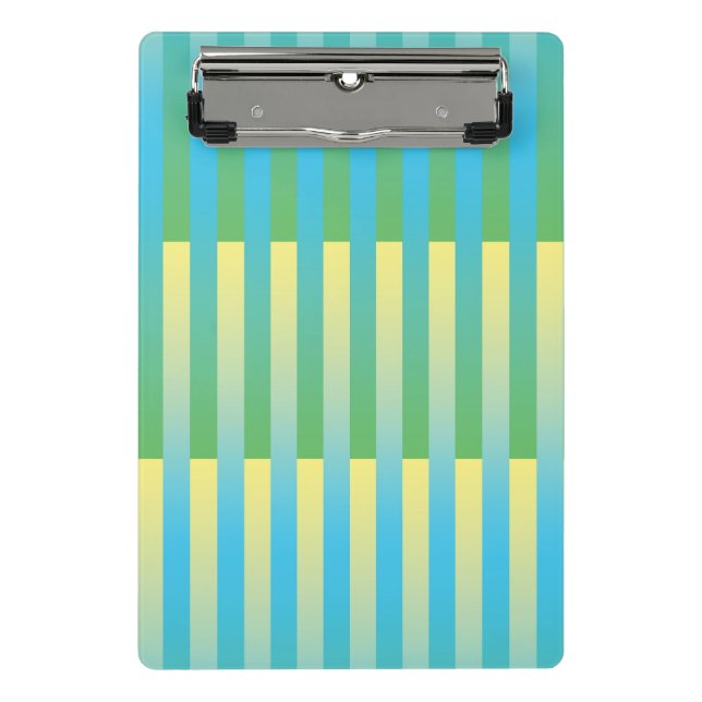 Mini Porte-bloc Motif bleu jaune vert rayé (Devant)