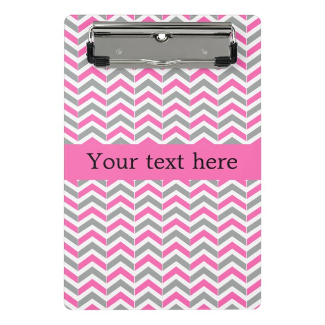 Mini Porte-bloc Motif chaud rose et gris Chevron (Devant)