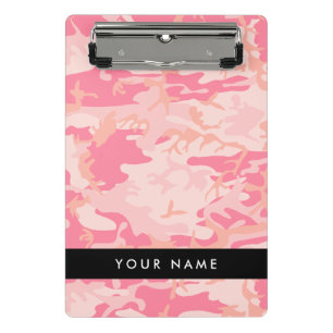 Mini Porte-bloc Motif de camouflage rose, Votre nom, Personnaliser