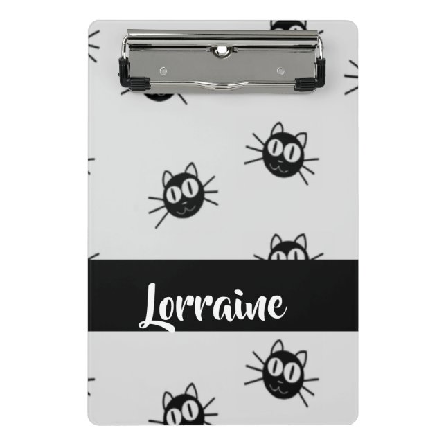 Mini Porte-bloc Motif de chats noirs (Devant)