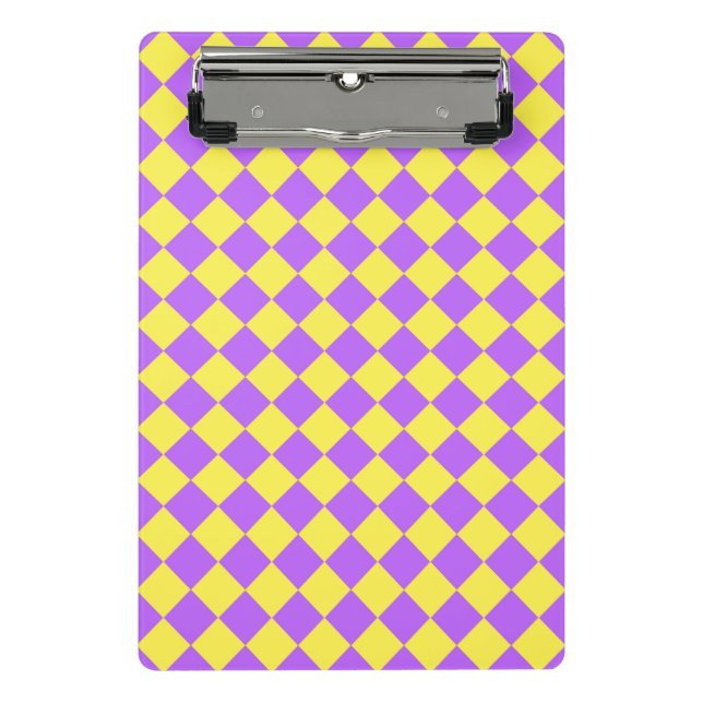 Mini Porte-bloc Motif de diamant jaune pourpre Checker (Devant)