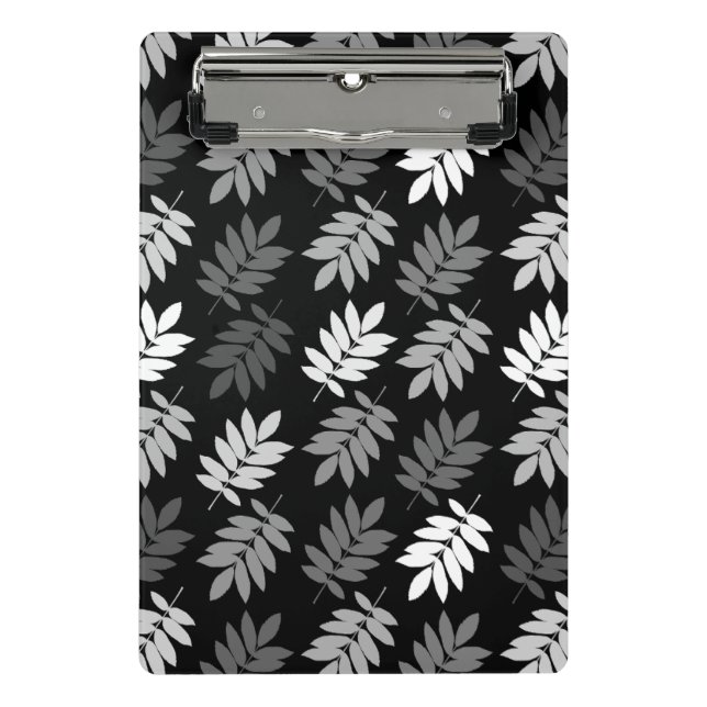 Mini Porte-bloc Motif de feuille aînée noir blanc gris (Devant)