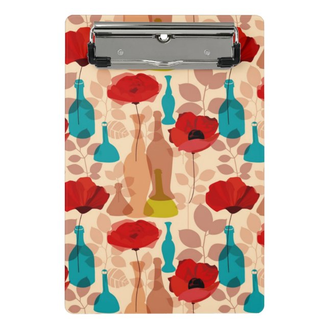 Mini Porte-bloc Motif de fleurs, de vases et de bouteilles (Devant)