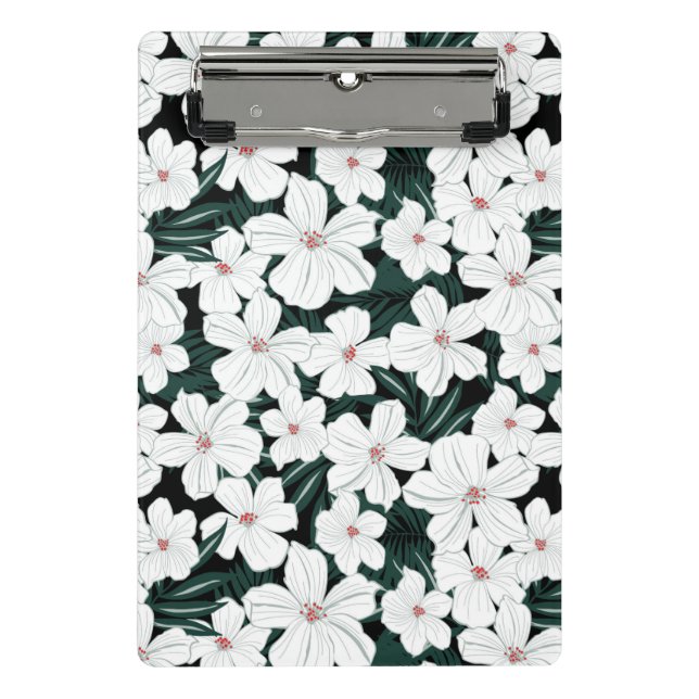 Mini Porte-bloc Motif de fleurs tropical blanc (Devant)