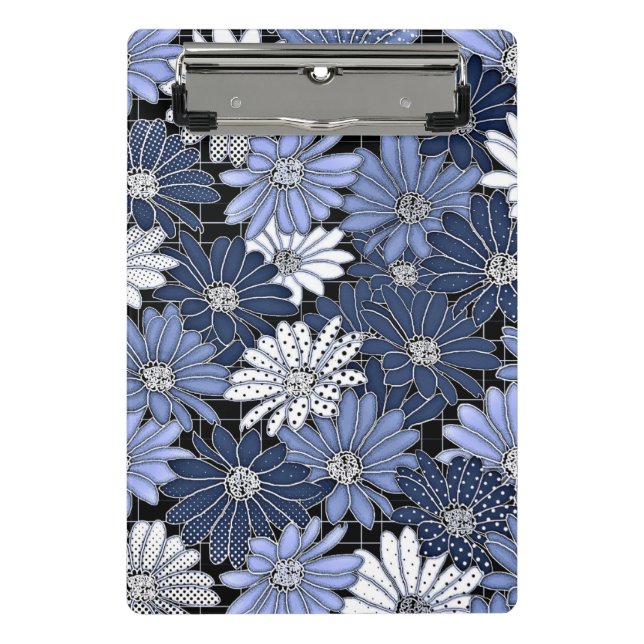 Mini Porte-bloc Motif de marguerite bleue et blanche (Devant)