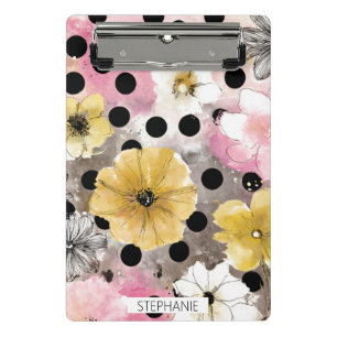 Mini Porte-bloc Motif de marguerite gras avec des fleurs roses jau