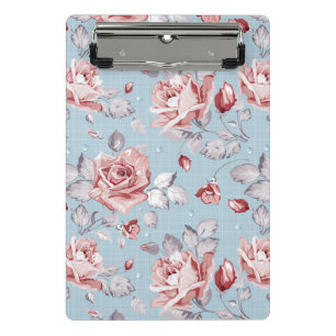 Mini Porte-bloc Motif de papier peint d'élégance des roses roses