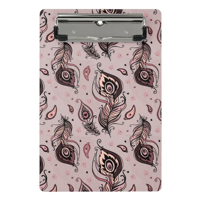 Mini Porte-bloc Motif de plume de paon (Devant)