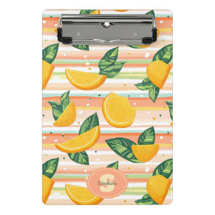 Mini Porte-bloc Motif de tranche orange avec Feuilles verts sur Pa
