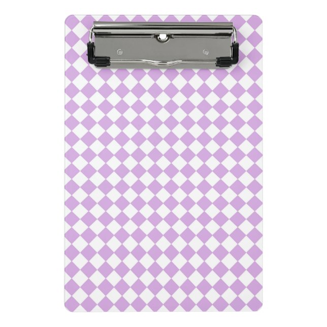 Mini Porte-bloc Motif de vérification violet et blanc (Devant)