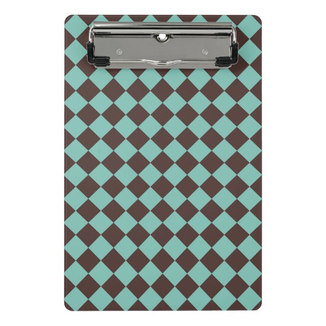 Mini Porte-bloc Motif diamant Brown Turquoise Checker  (Devant)
