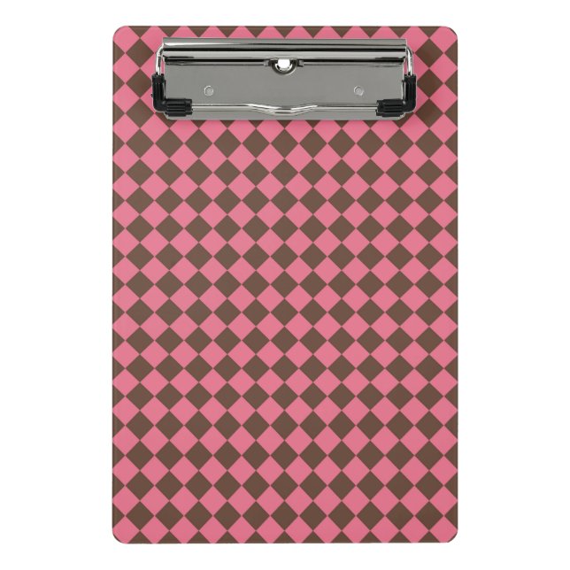 Mini Porte-bloc Motif diamant de Checker Brown rose (Devant)