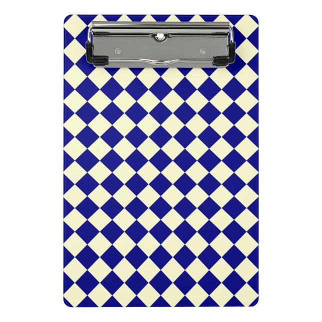 Mini Porte-bloc Motif diamant jaune bleu Checker (Devant)