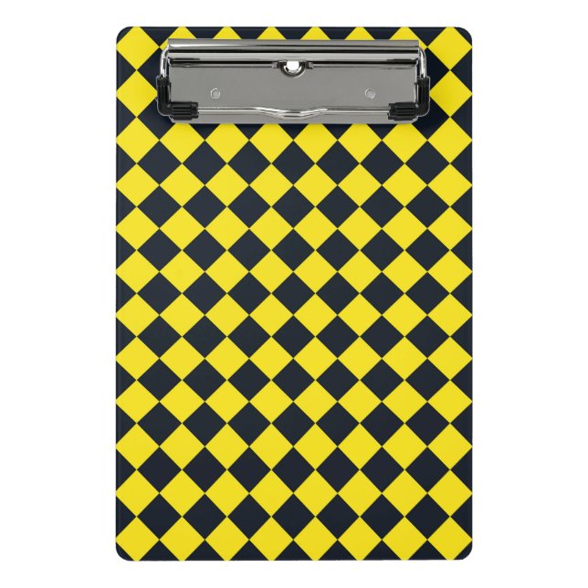 Mini Porte-bloc Motif diamant jaune de damier noir (Devant)