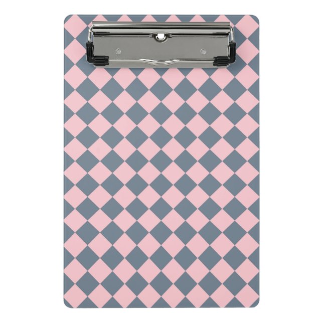 Mini Porte-bloc Motif diamant rose gris Checker (Devant)