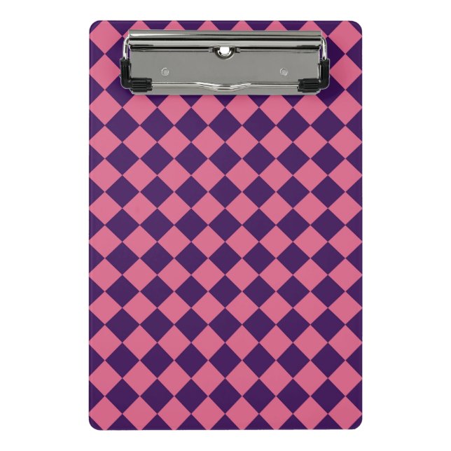 Mini Porte-bloc Motif diamant rose pourpre Checker (Devant)
