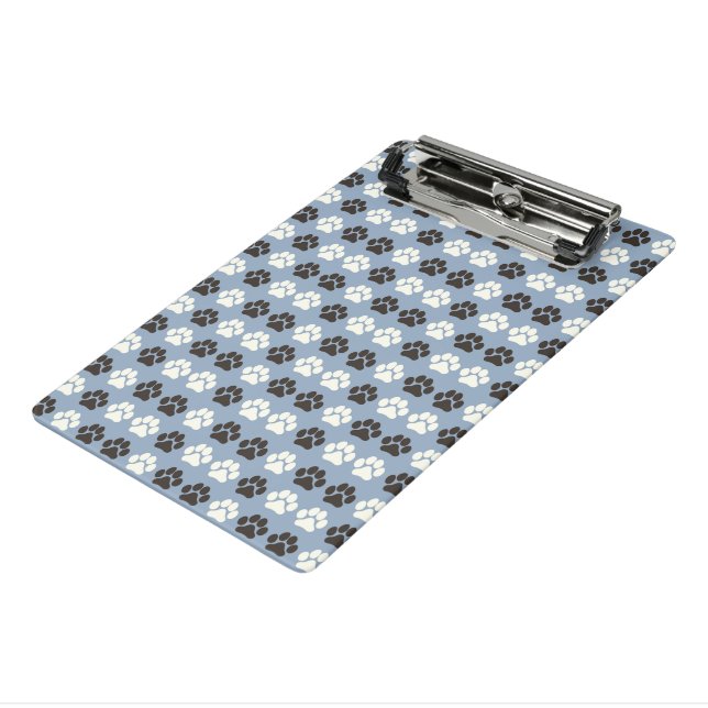 Mini Porte-bloc Motif Empreinte de Patte Argent Bleu (Angle3)