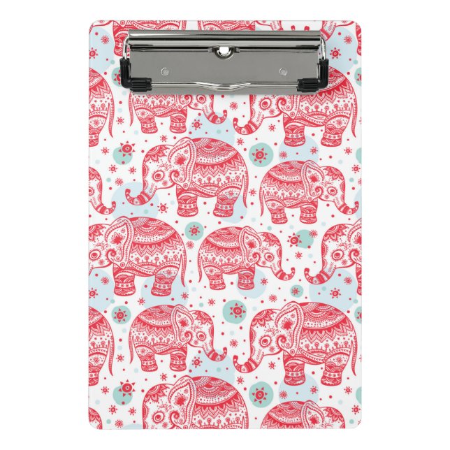 Mini Porte-bloc Motif ethnique rouge d'éléphant (Devant)