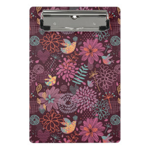 Mini Porte-bloc Motif floral abstrait avec des oiseaux