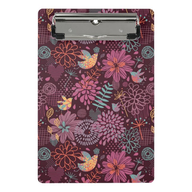 Mini Porte-bloc Motif floral abstrait avec des oiseaux (Devant)