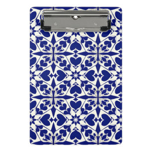 Mini Porte-bloc Motif floral bleu et blanc élégant