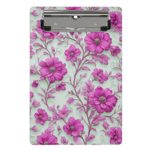 Mini Porte-bloc Motif floral rose vibrant avec fleurs magenta