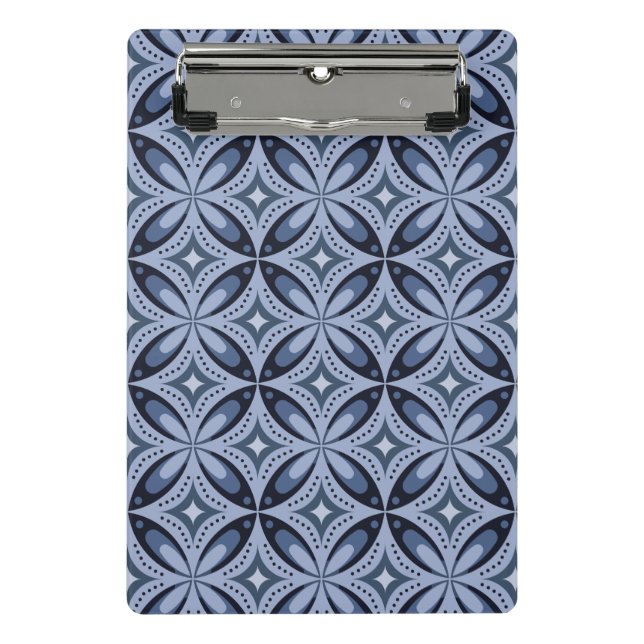 Mini Porte-bloc Motif géométrique bleu de style rétro (Devant)