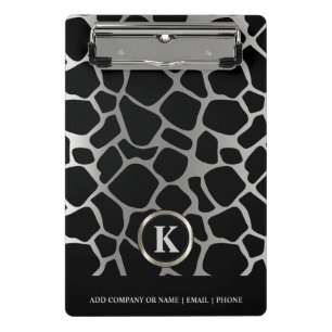 Mini Porte-bloc Motif Monogram Silver et Black Giraffe
