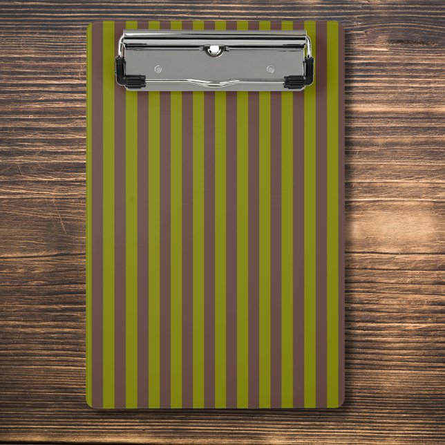 Mini Porte-bloc Motif rayé en chocolat brun et vert olive (Créateur téléchargé)
