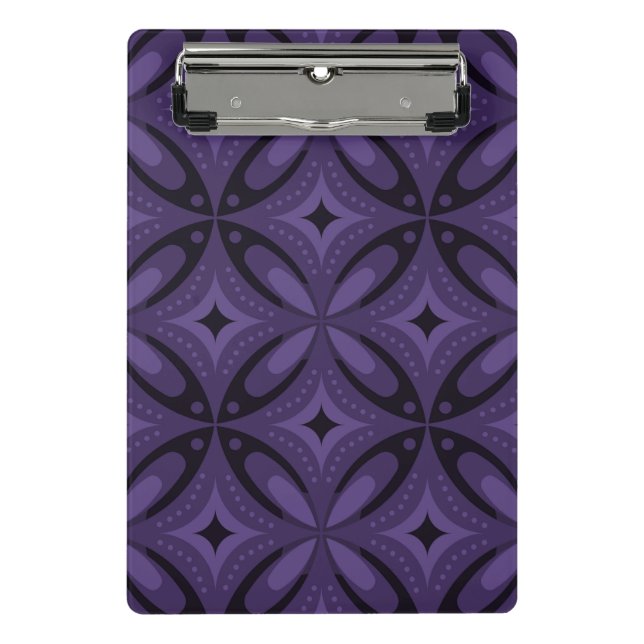 Mini Porte-bloc Motif Rétro de Couleur Violet Foncé (Devant)