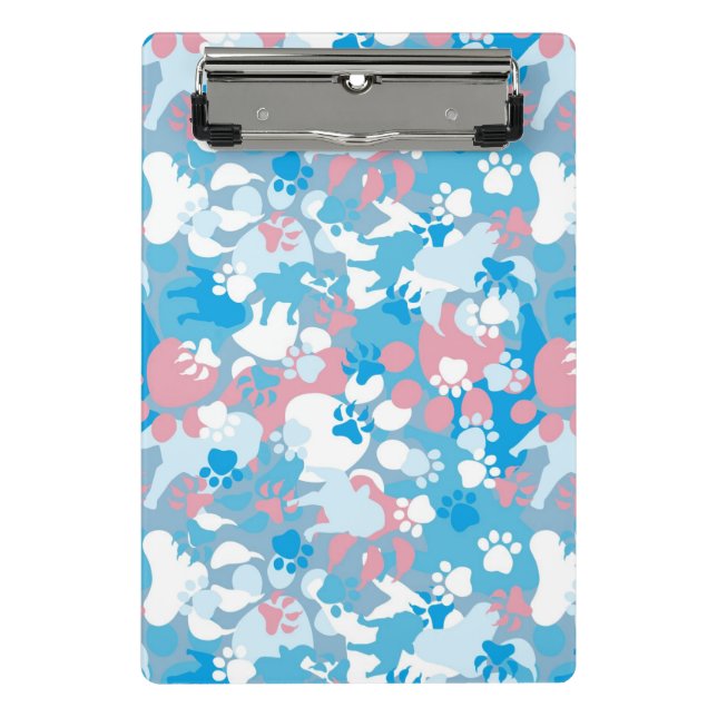 Mini Porte-bloc Motif rose et bleu de chien de camouflage (Devant)