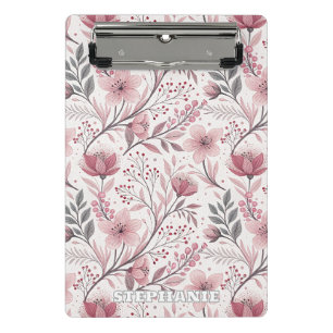 Mini Porte-bloc Motif Sakura en fleurs de cerises roses sur blanc