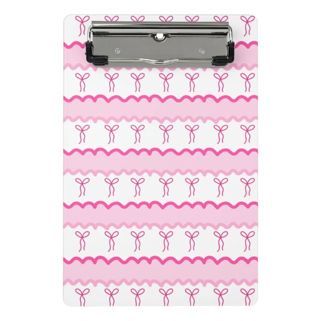 Mini Porte-bloc Motif sans couture à ruban rose pastel – esthétiqu (Devant)