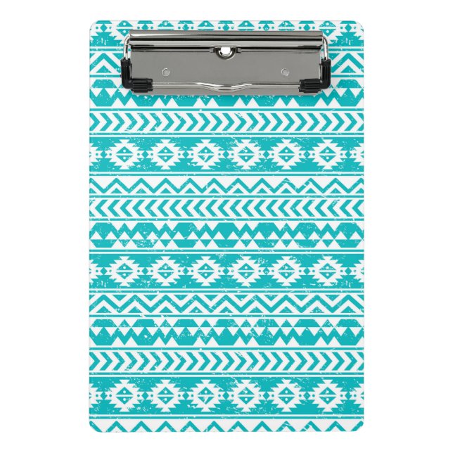 Mini Porte-bloc Motif tribal aztèque grunge turquoise (Devant)