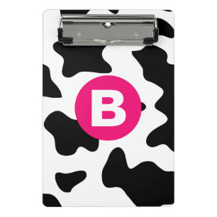 Mini Porte-bloc Motif vache fantaisiste rose monogramme