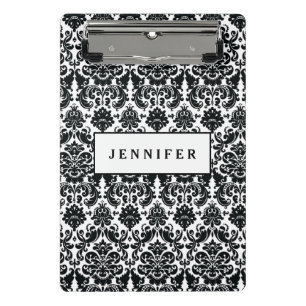 Mini Porte-bloc Motif vintage blanc noir élégant de damassé