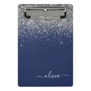 Mini Porte-bloc Navy Blue Monogramme Fille Pailleté Argent