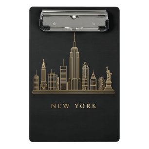 Mini Porte-bloc New York Skyline Gold Line Art