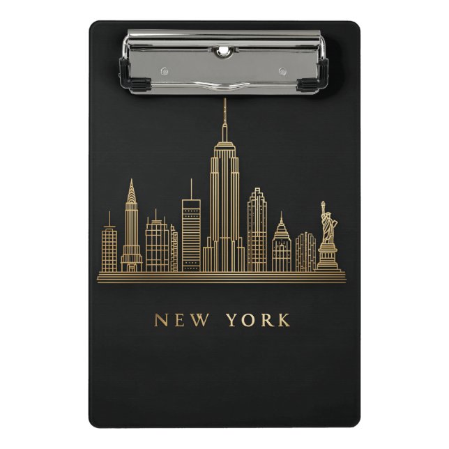Mini Porte-bloc New York Skyline Gold Line Art (Devant)