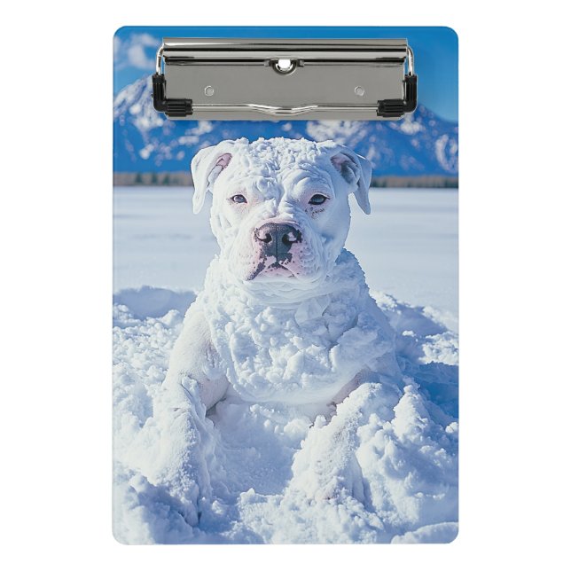 Mini Porte-bloc Noël Pitbull Chien Snowman (Devant)