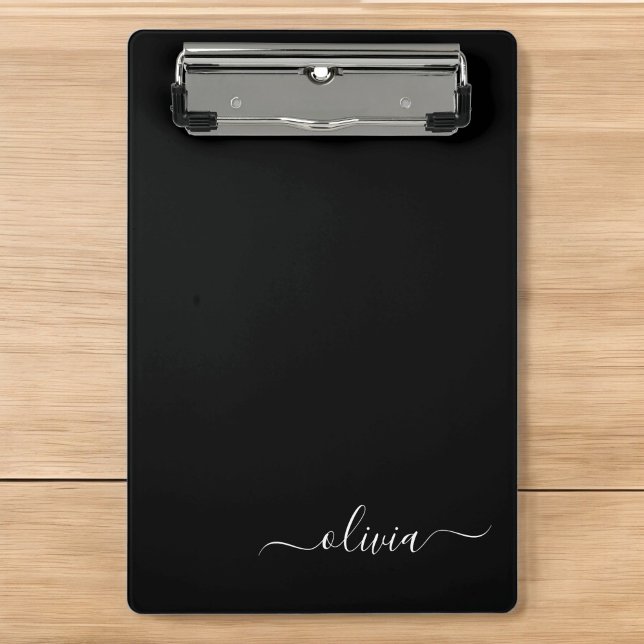 Mini Porte-bloc Noir Blanc Moderne Minimaliste Élégant Monogramme (Créateur téléchargé)