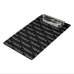 Mini Porte-bloc Nom personnalisable texte motif noir blanc