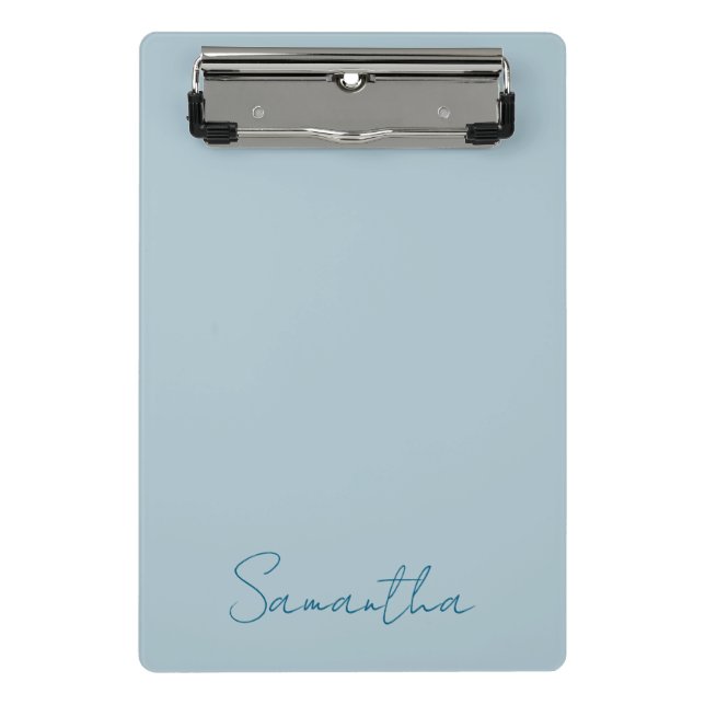 Mini Porte-bloc Nom personnalisé élégant Pastel Blue (Devant)