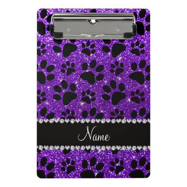 Mini Porte-bloc Nom personnalisé indigo violet parties scintillant (Devant)
