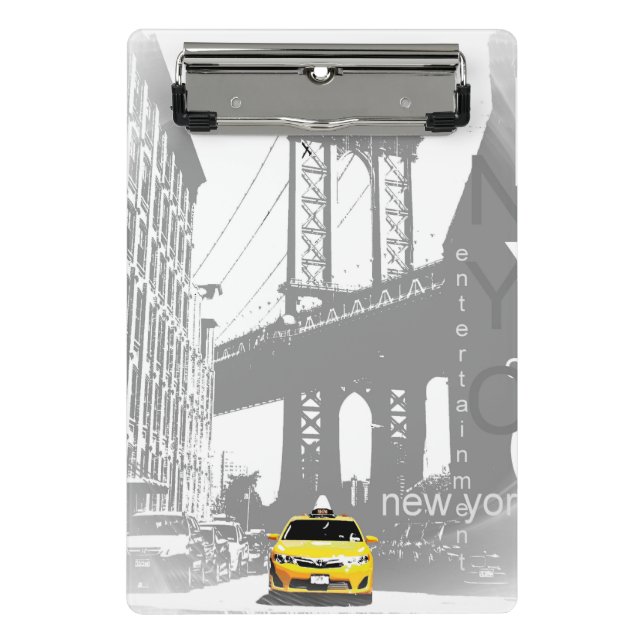 Mini Porte-bloc Nyc New York City Brooklyn Bridge Taxi jaune (Devant)